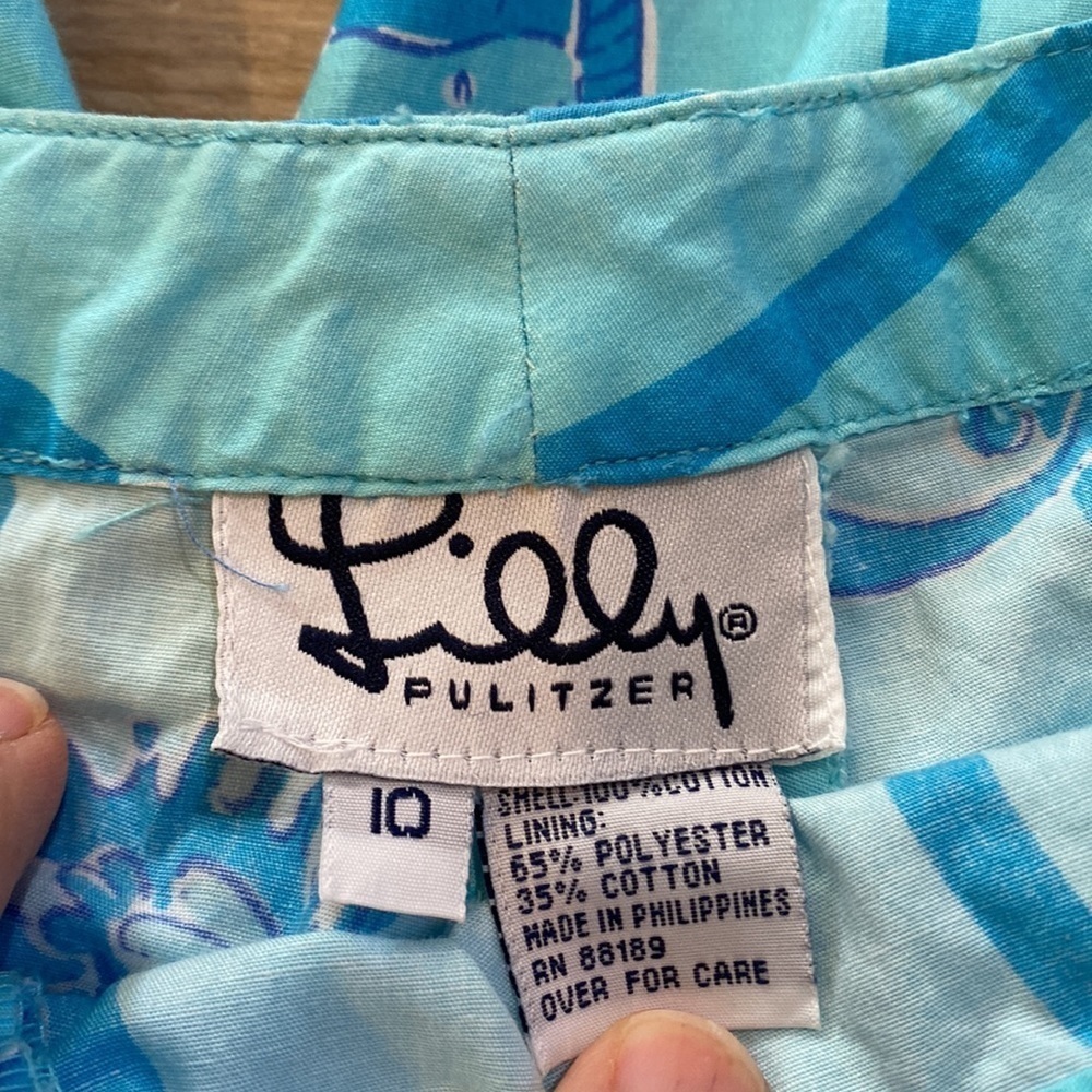 Lilly Pulitzer blue seahorse cropped cotton pants size 10 - Picture 4 of 6